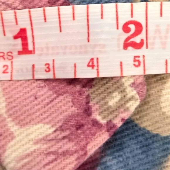 Vintage Floral Cotton Twill Tie - Blue, Cream, & Pink Rose Botanical Print EUC - Picture 5 of 7